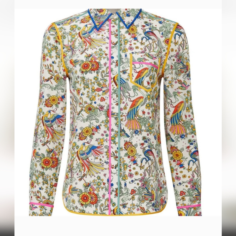 Tory Burch Contrast Binding print blouse